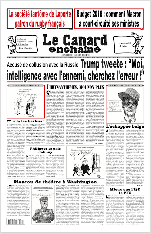 Portada canard enchaine noviembre 2017