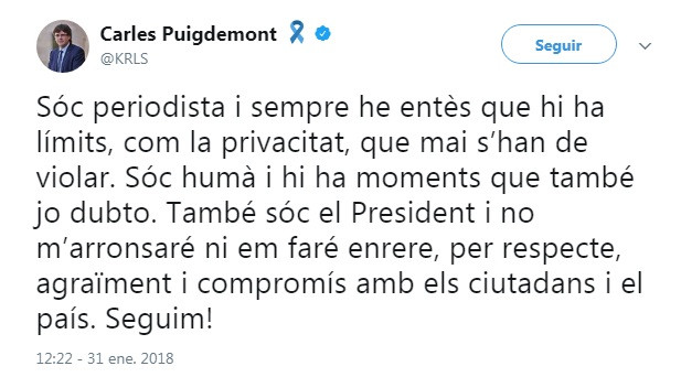 Puigdemont twitter soy humano mensajes comín