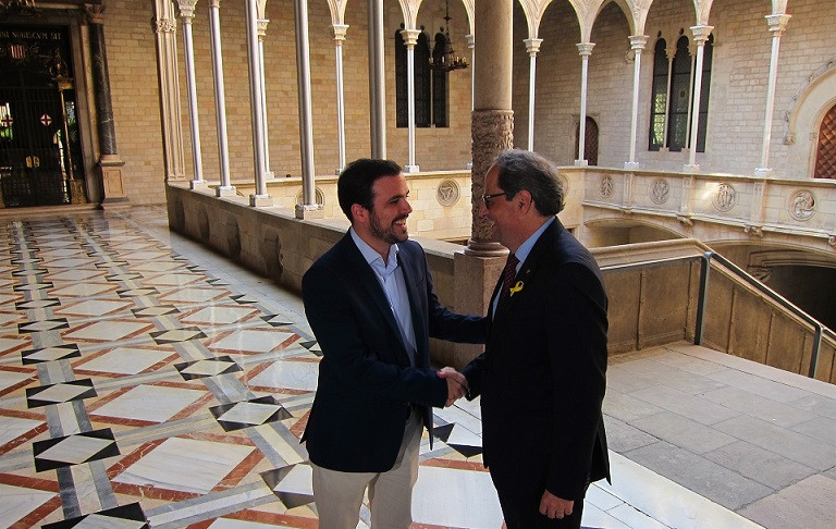 El líder de IU, A.Garzón, y el pte.Q.Torra