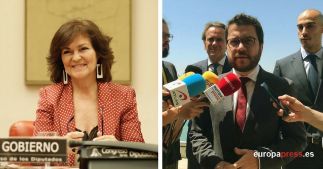Montaje de Carmen Calvo y Pere Aragonès