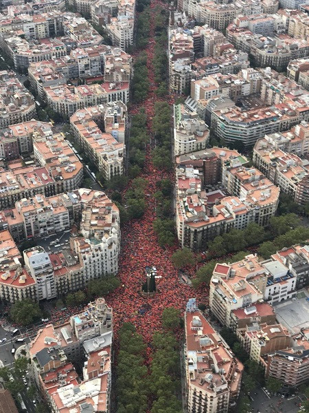 Vista aerea diagonal barcelona diada 2018