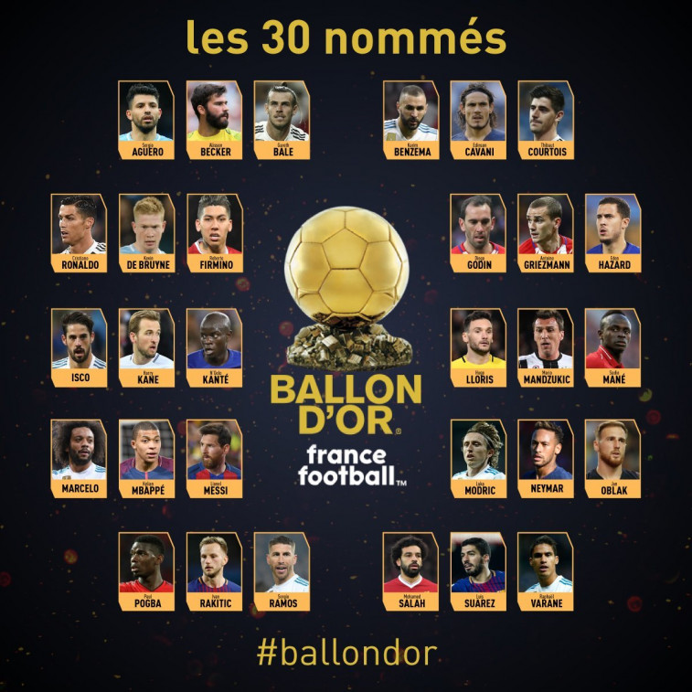 Estos son los 30 candidatos a ganar el Balón de Oro
