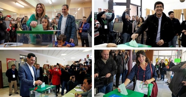 Los candidatos de las elecciones de Andalucía votan