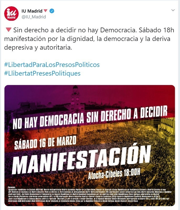 Izquierda unida se suma manifestaciu00f3n independentista
