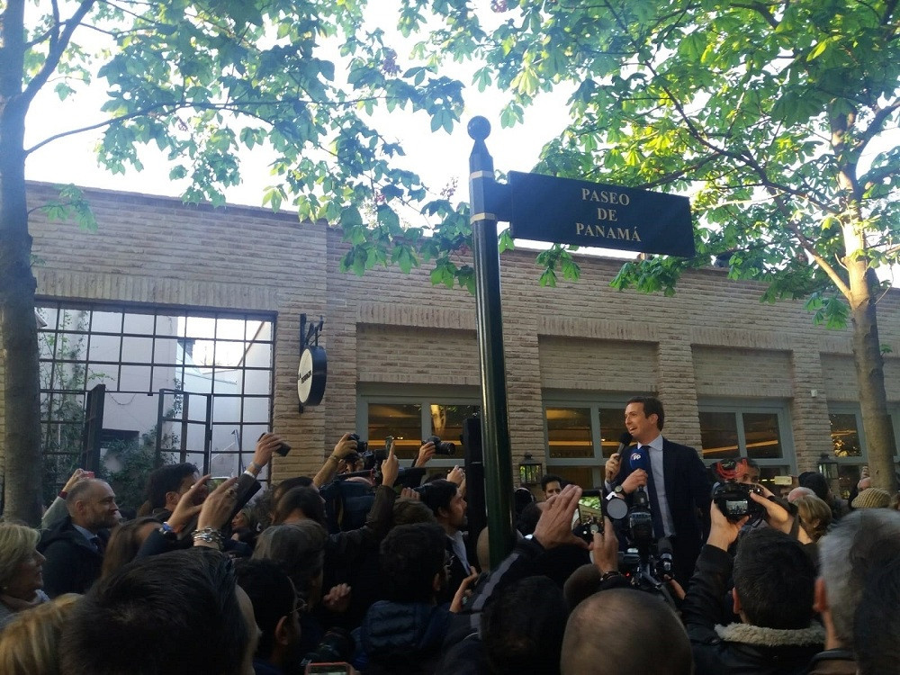 Pablo Casado en el acto de apertura de campaña en el Florida Park del Retiro