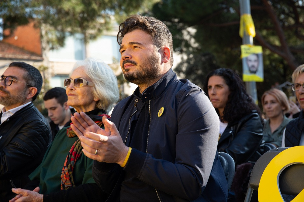 Gabriel Rufián en un mitin de ERC