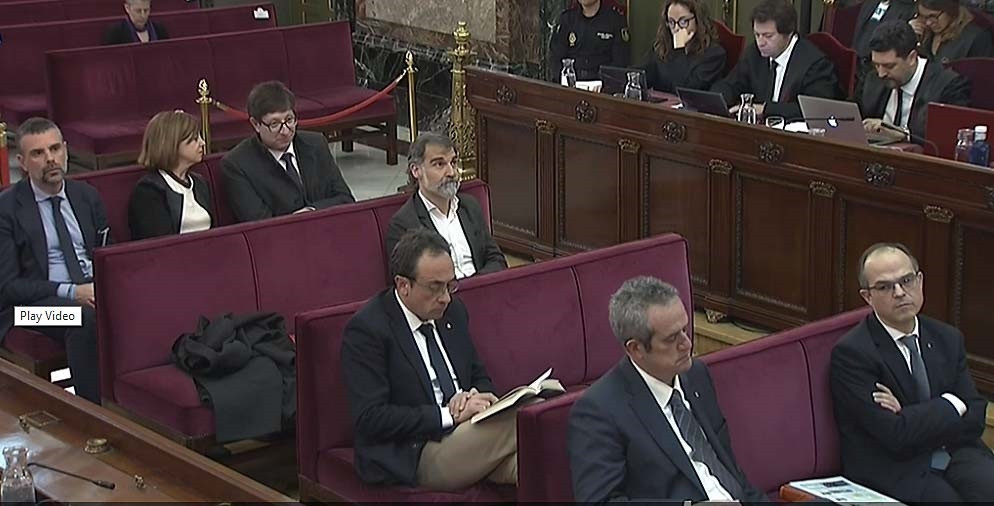 El banquillo de los acusados del juicio al procés en el Supremo