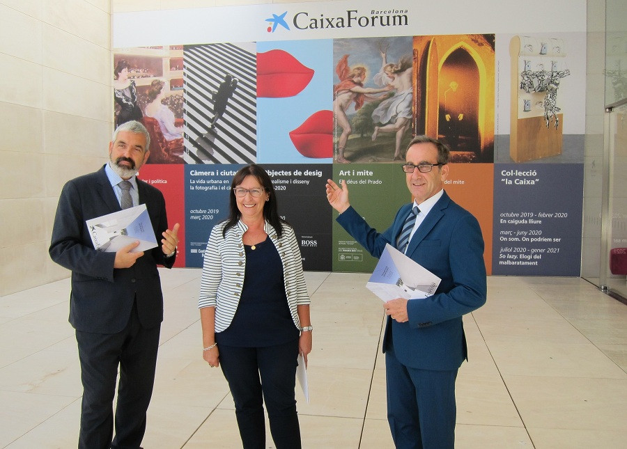 Ignasi Miró Elisa Durán y Valentí Farràs en CaixaForum de Barcelona