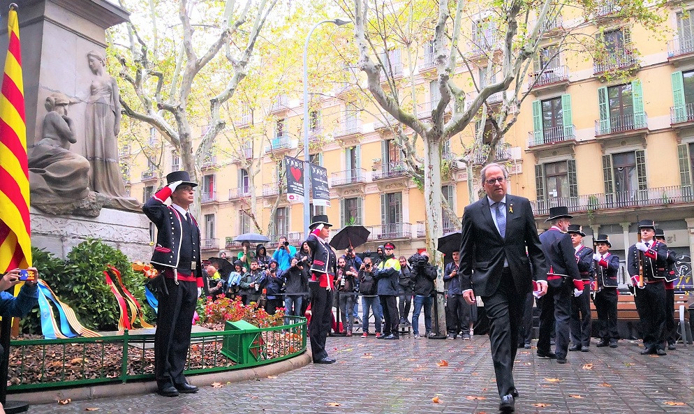 Quim Torra en el monumento a Rafael Casanova
