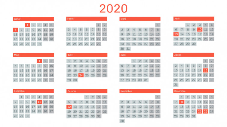 ​El calendario laboral de 2020 casi no tiene puentes, pero sí fines de semana largos