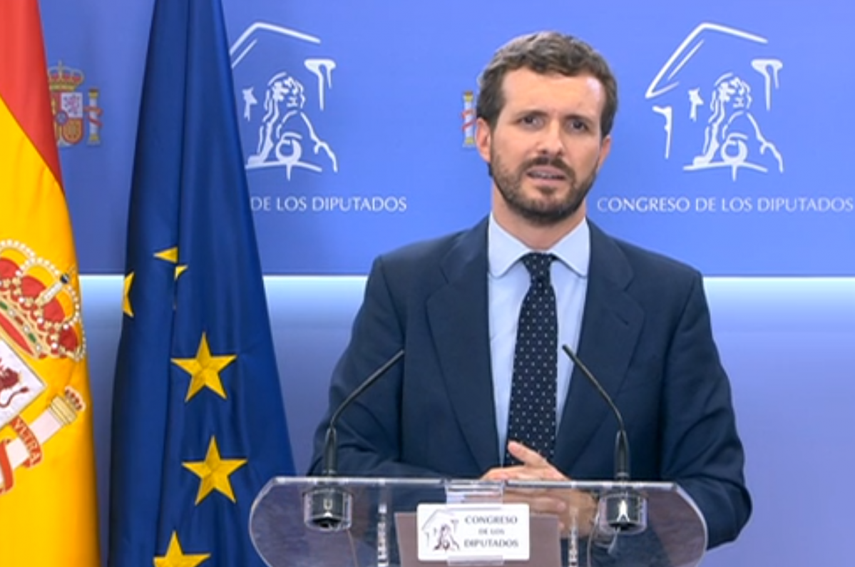 Pablo Casado después de su reunión con el Rey