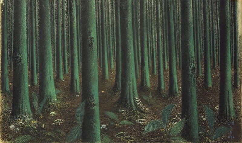 Pieza de William Degouve de Nuncques 'Intérieur de forêt' 1894 en una exposición en la Fundación Mapfre