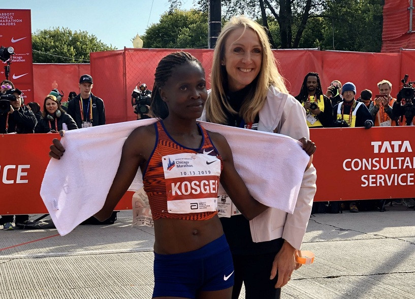 Brigid Kosgei y Paula Radcliffe