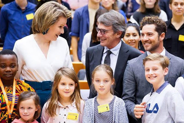 Reina Matilde, David Sassoli y David Bisbal en la Convención de Naciones Unidas sobre los Derechos del Niño