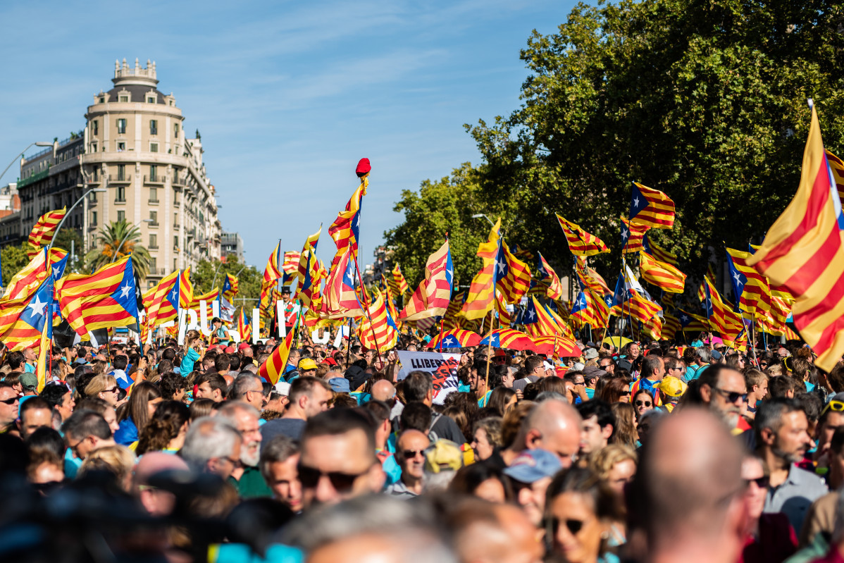 Manifestación independentista, esteladas