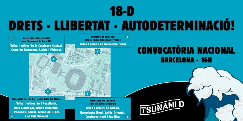 Cartel de la convocatoria de Tsunami Democru00e0tic en el Camp Nou