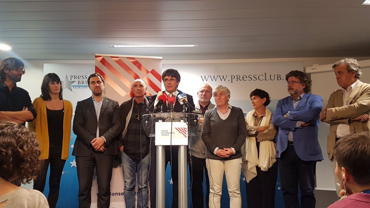 El expresidente de la Generalitat Carles Puigdemont tras reunirse con el Consell per la Repu00fablica
