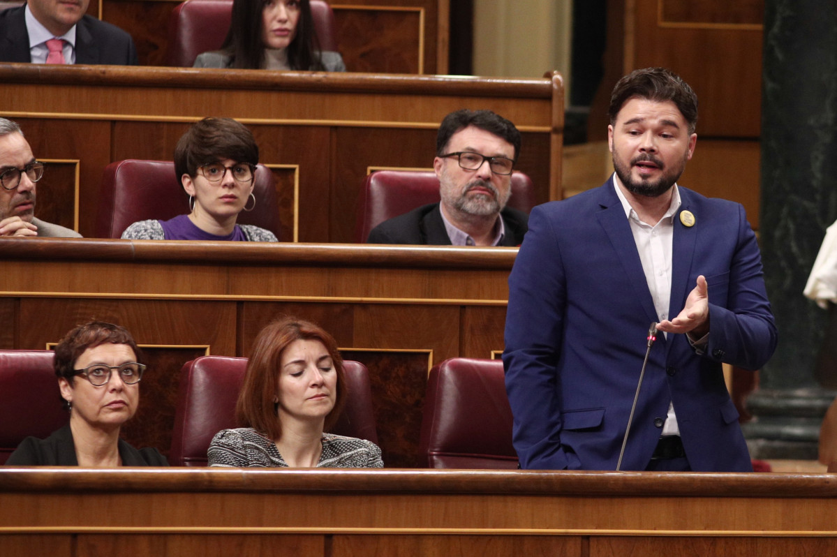 El portavoz de ERC en el Congreso de los Diputados, Gabriel Rufián, en la primera sesión de Control al Gobierno en 2020