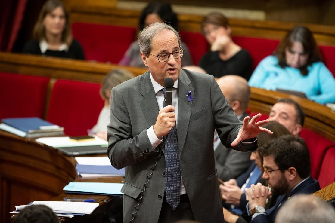 El presidente de la Generalitat, Quim Torra, en el pleno del Parlament (marzo 2020)