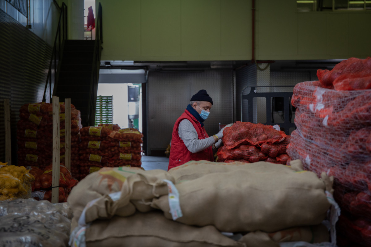 Un trabajador de Mercabarna dentro del recinto. En Barcelona, Cataluña, (España), a 17 de abril de 2020.