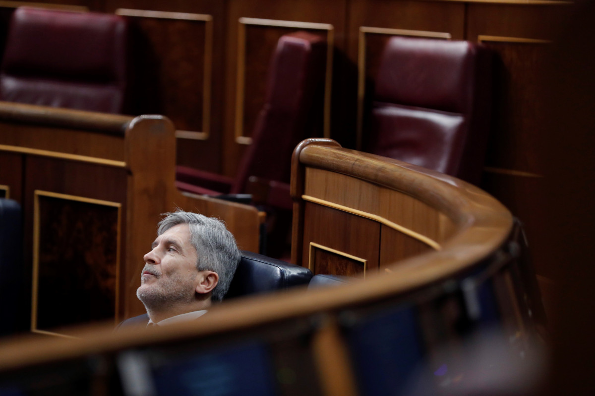 El ministro del Interior, Fernando Grande-Marlaska, durante la sesión de control al Ejecutivo de este miércoles