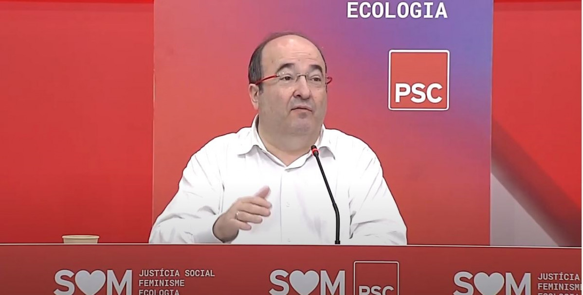 El primer secretario del PSC, Miquel iceta, en la reunión interparlamentaria del PSC a 25 de julio de 2020.