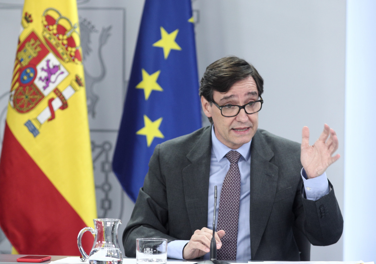 El ministro de Sanidad, Salvador Illa, comparece en rueda de prensa posterior al Consejo de ministros celebrado en Moncloa, en Madrid (España), a 28 de julio de 2020.