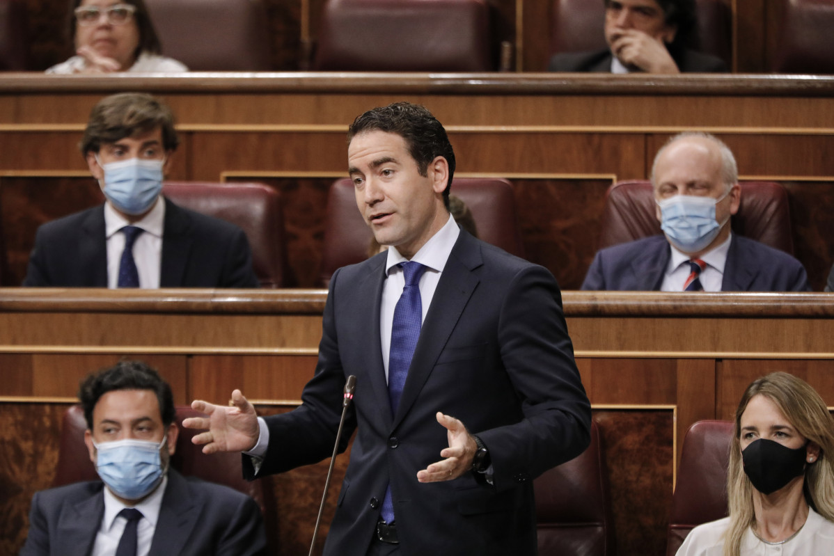 El secretario general del PP, Teodoro García Egea, interviene durante una sesión plenaria en el Pleno del Congreso.