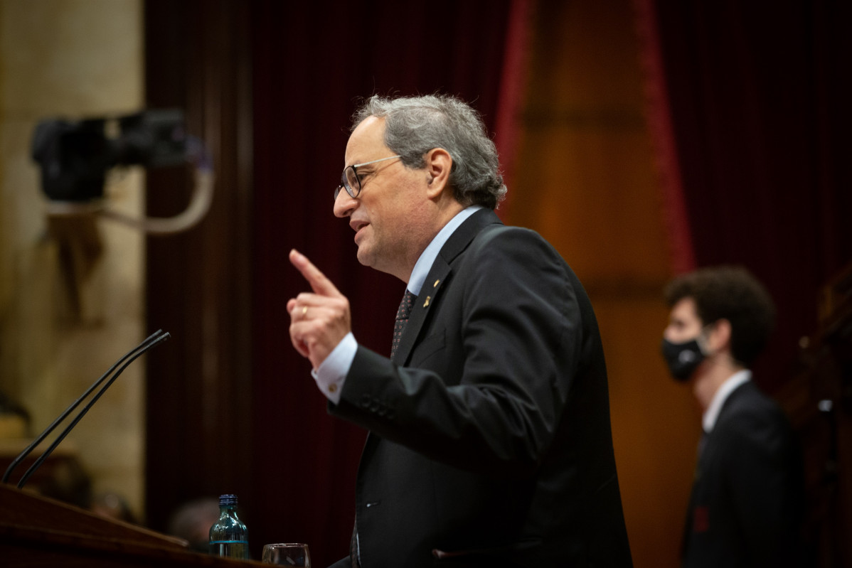 El expresidente de la Generalitat, Quim Torra, en el pleno del Parlament sobre su inhabilitación