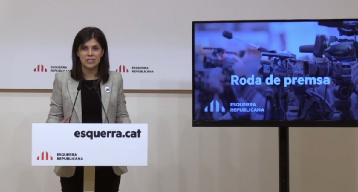 La secretaria general adjunta y portavoz de ERC, Marta Vilalta, en rueda de prensa telemática.