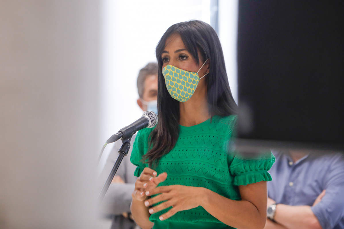 La vicealcaldesa de Madrid, Begoña Villacís, durante la presentación de la tarjeta Familias, una nueva herramienta de atención social, en Madrid (España) a 26 de agosto de 2020.