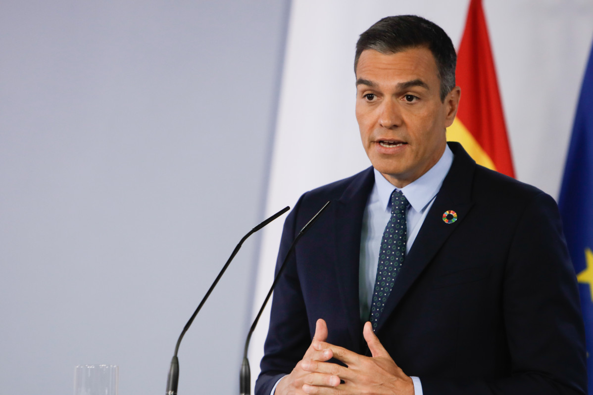 El presidente del Gobierno, Pedro Sánchez, ofrece una rueda de prensa al término de la primera reunión del Consejo de Ministros en Moncloa tras el periodo estival en la que informa sobre la actuali