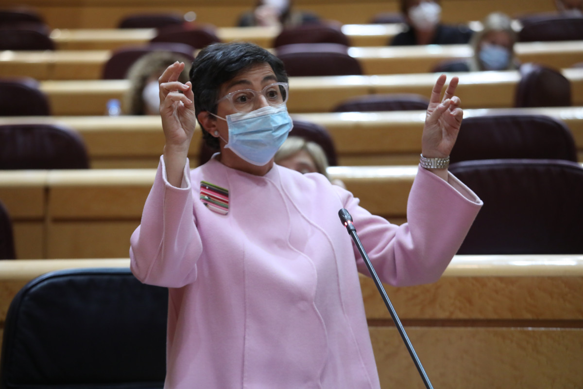 La ministra de Asuntos Exteriores, Unión Europea y Cooperación, Arancha González Laya, en una sesión de control al Gobierno en el Senado.