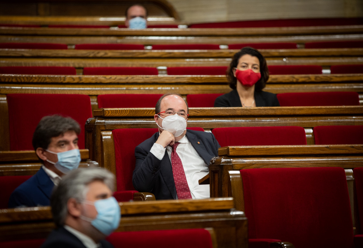 El líder del PSC, Miquel Iceta, durant el ple del Parlament. Barcelona, Catalunya, (Espanya), 9 de setembre del 2020.