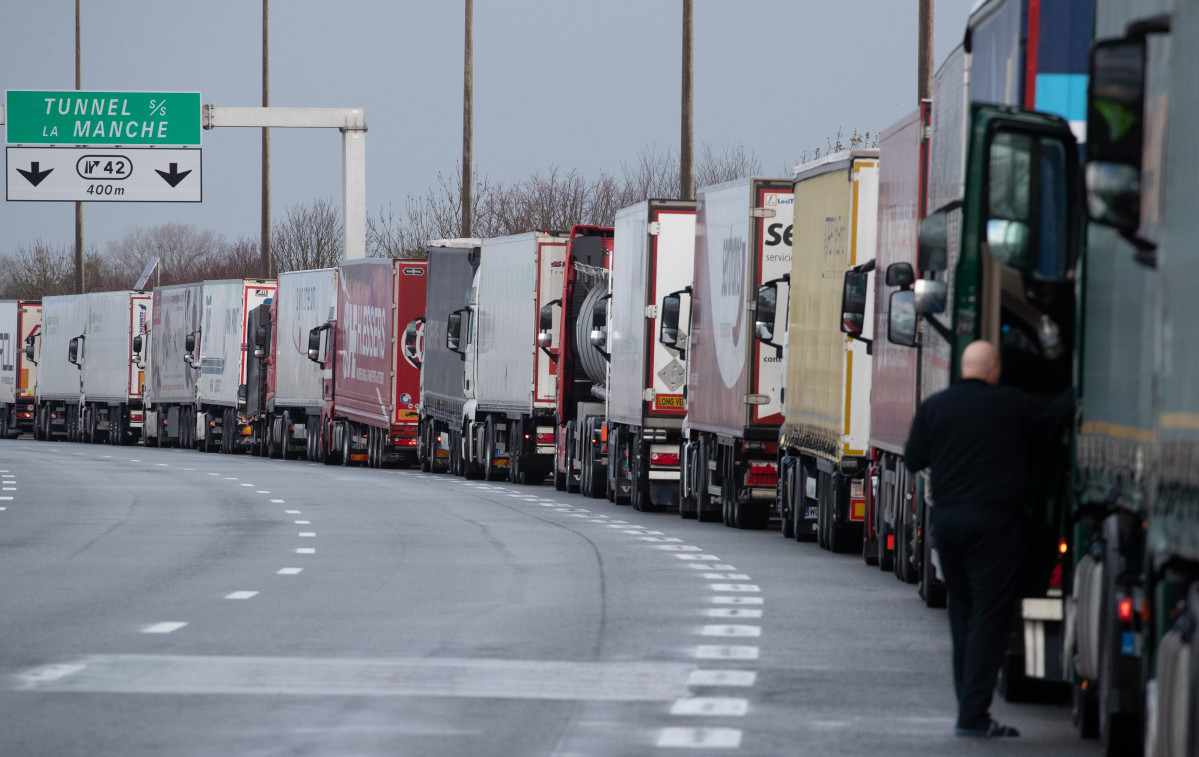 EuropaPress 3464428 04 december 2020 france calais lorries queue during traffic jam at the