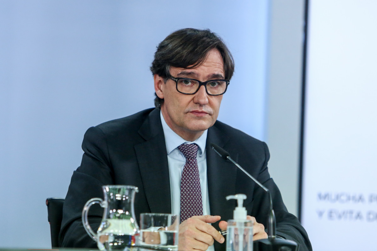 El ministro de Sanidad, Salvador Illa durante una rueda de prensa convocada ante los medios posterior al Consejo de Ministros, en La Moncloa, Madrid, (España), a 12 de enero de 2020.