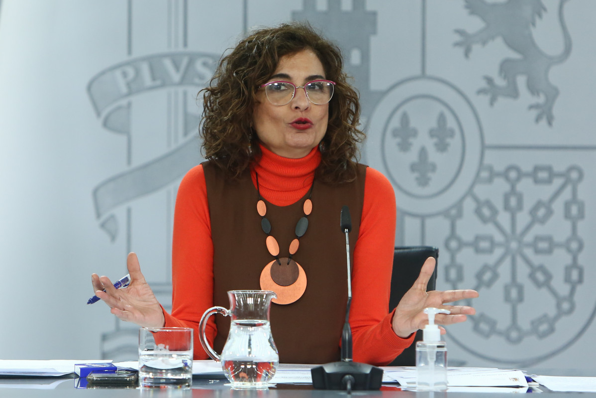 La ministra de Hacienda, María Jesús Montero durante una rueda de prensa convocada ante los medios posterior al Consejo de Ministros, en La Moncloa, Madrid, (España), a 12 de enero de 2020.