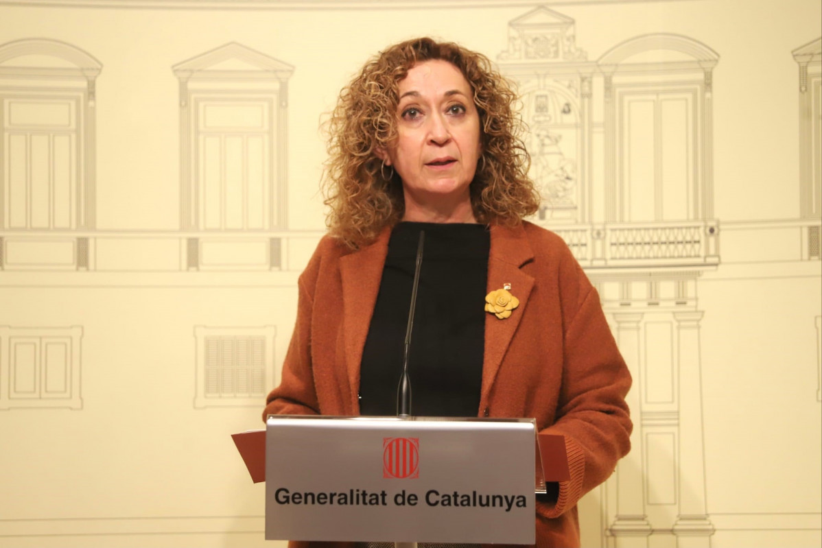 La consellera de Justicia, Ester Capella, en rueda de prensa tras la decisión del TSJC de mantener cautelarmente la convocatoria de elecciones para el 14F. El 21 de diciembre de 2021.