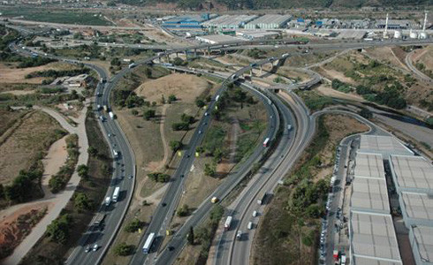 Carreteras catalanas desde vista aérea