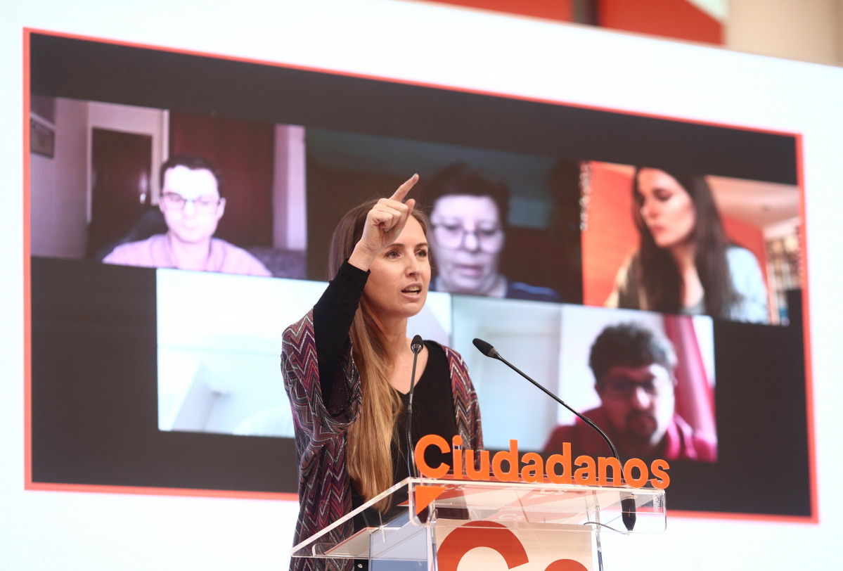 La portaveu del Comitè Executiu de Cs, Melisa Rodríguez, en una roda de premsa a la seu del partit a Madrid.