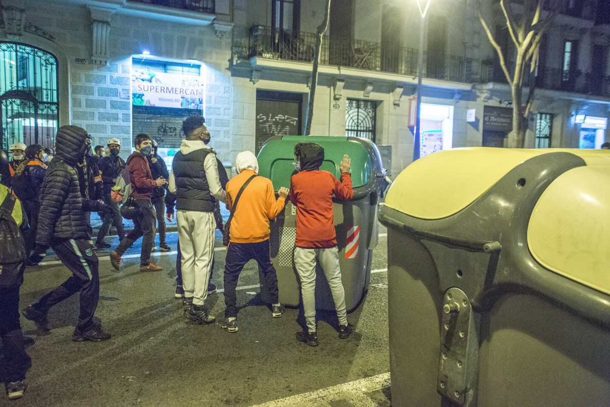 EuropaPress 3577494 23 february 2021 spain barcelona protesters empty garbage containers during