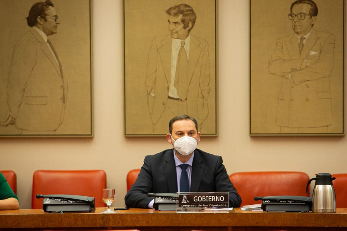 El ministro de Transportes, Movilidad y Agenda Urbana, José Luis Ábalos, ante la comisión del ramo en el Congreso
