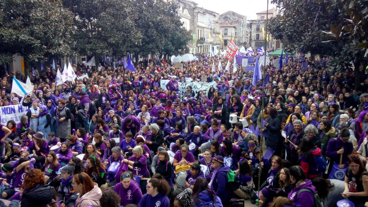Archivo -   Manifestación feminista en Verín (Ourense) el 1 de marzo, precedente de este 8 de marzo de 2020