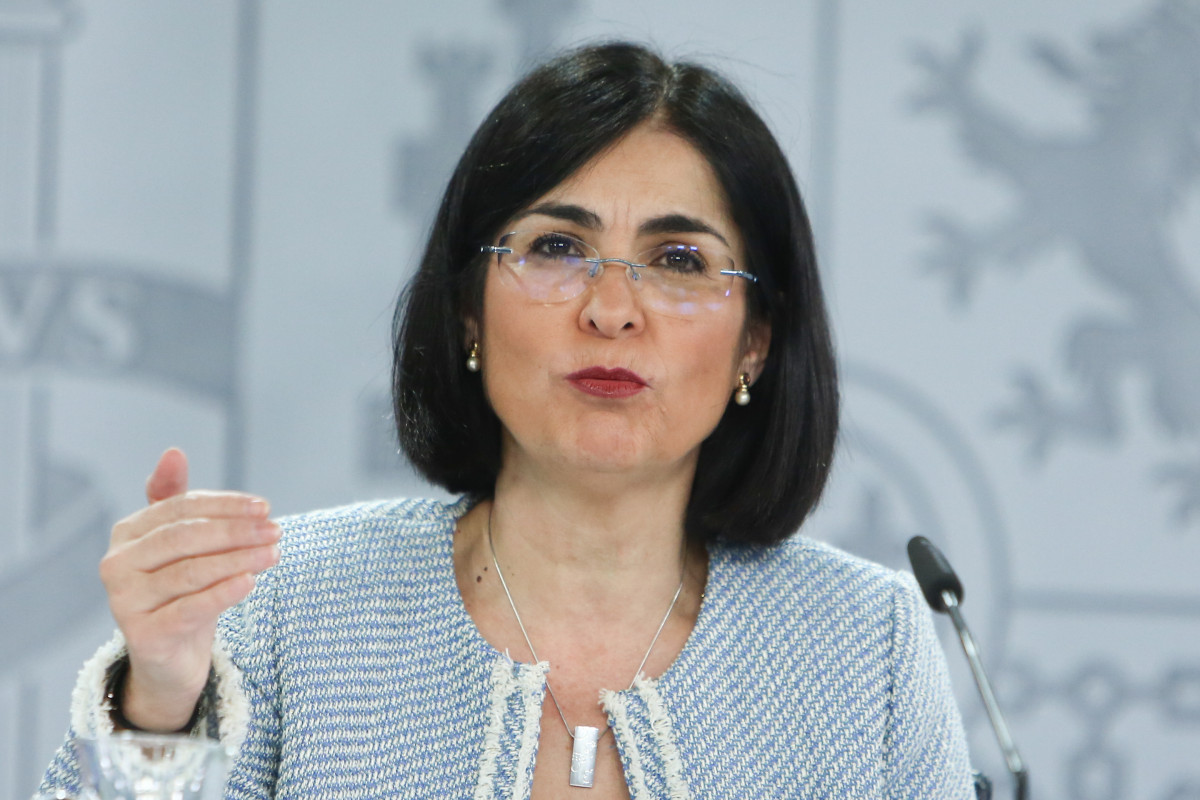 La ministra de Sanidad, Carolina Darias, ofrece una rueda de prensa tras la reunión del Consejo Interterritorial de Salud, en Madrid (España), a 10 de marzo de 2021. El Ministerio de Sanidad y las C