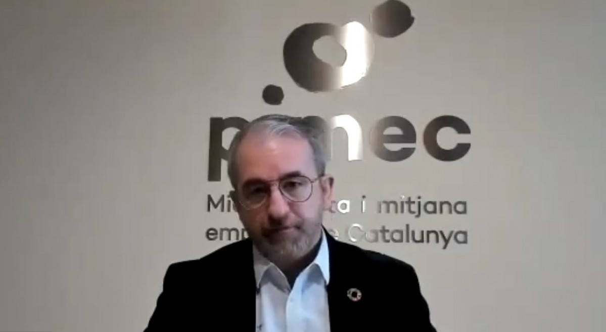 El director del área de trabajo de la patronal, Josep Ginesta, durante la presentación.