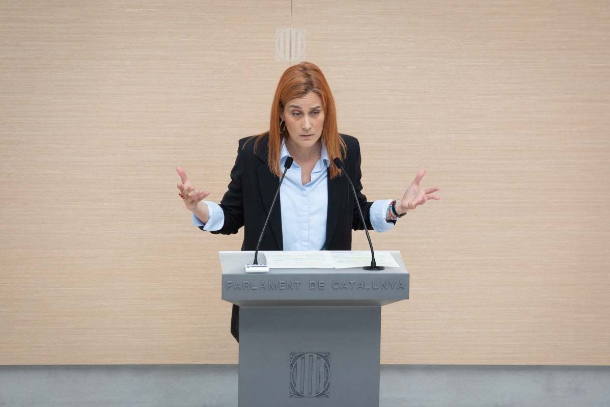 La líder de los comuns en el Parlament, Jéssica Albiach, en su intervención en la segunda sesión de investidura en el Parlament