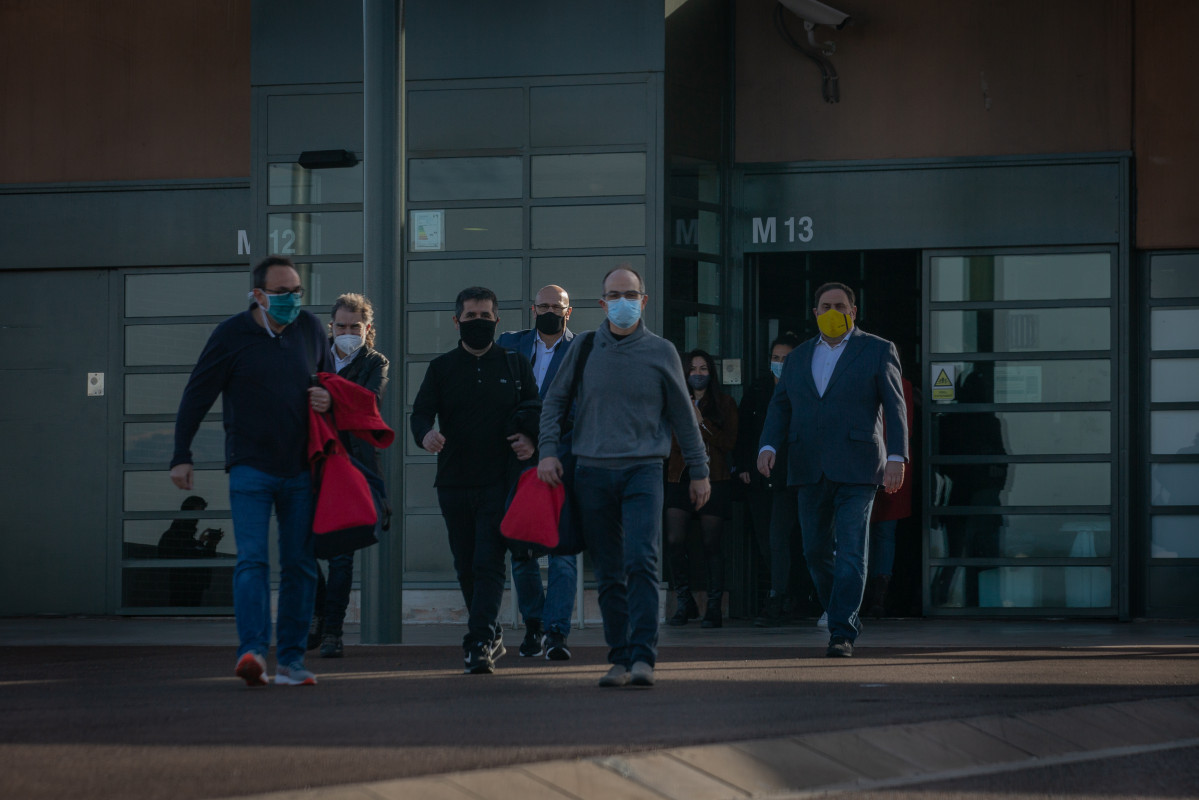 Archivo - Arxiu - Josep Rull, Jordi Cuixart, Jordi Sànchez, Raül Romeva, Jordi Turull i Oriol Junqueras.