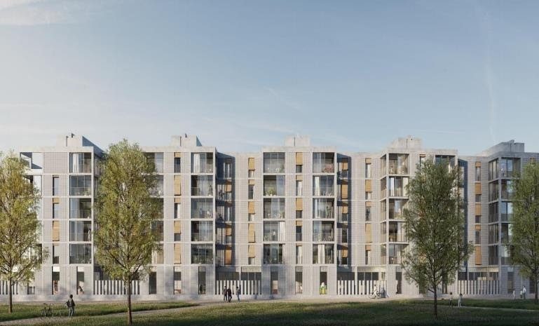 Arxiu - Projecte de l'Institut Municipal de l'Habitatge i Rehabilitació (IMHAB) de Barcelona per construir un edifici de 67 habitatges públics al número 88 del carrer Palamós de Trinitat Nova, al 