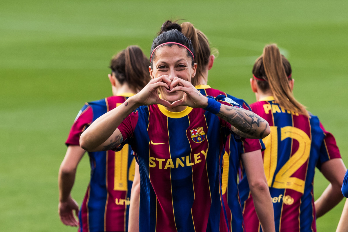 Jennifer Hermoso of Fc Barcelona Femeni celebrates a goal during the UEFA Women's Champions League round of 1/8 first leg, match between FC Barcelona Femeni and Fortuna Hjorring at Johan Cruyff Stadiu