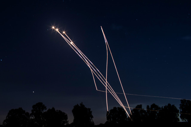 EuropaPress 3708080 13 may 2021 israel sderot israeli iron dome missiles intercept rockets